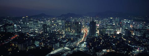 Framed Aerial view of a city, Seoul, South Korea 2011 Print