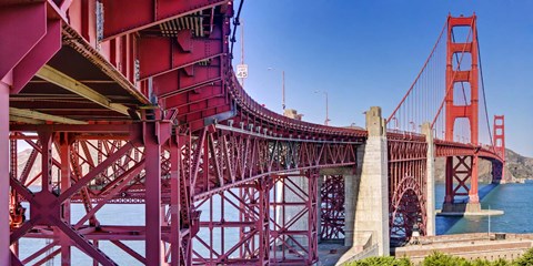 Framed High dynamic range panorama showing structural supports for the bridge, Golden Gate Bridge, San Francisco, California, USA Print