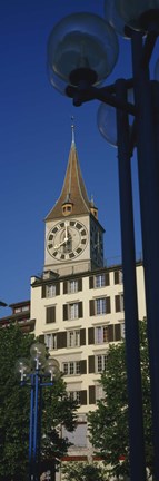 Framed Low angle view of a clock tower, Zurich, Canton Of Zurich, Switzerland Print