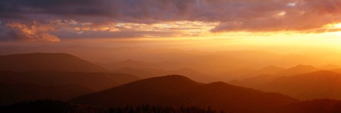 Framed Sunset Over Great Smoky Mountains, North Carolina Print