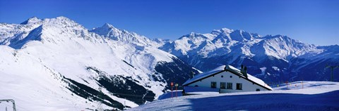 Framed Alpine Scene In Winter, Switzerland Print