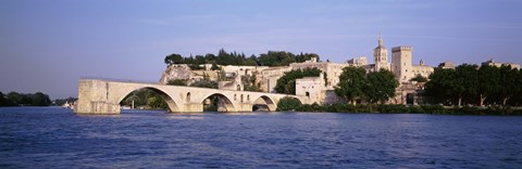 Framed France, Vaucluse, Avignon, Palais des Papes, Pont St-Benezet Bridge, Fort near the sea Print