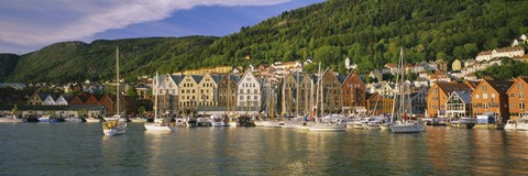 Framed Boats in a River, Bergen, Hordaland, Norway Print