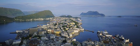 Framed High angle view of a town, Alesund, More og Romsdall, Norway Print