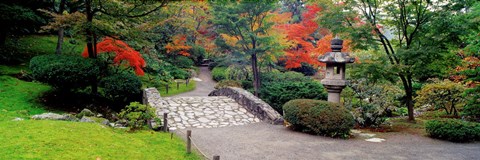 Framed Stone Bridge, The Japanese Garden, Seattle, Washington State Print