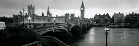 Framed Bridge across a river, Westminster Bridge, Houses Of Parliament, Big Ben, London, England Print