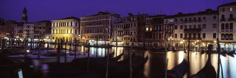 Framed Grand Canal at Night, Venice Italy Print