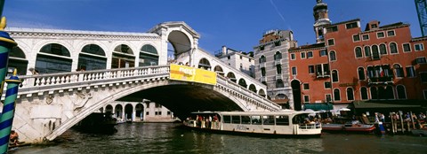 Framed Low angle view of a bridge across a canal, Rialto Bridge, Venice, Italy Print