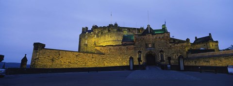 Framed Castle Lit Up At Dusk, Edinburgh Castle, Edinburgh, Scotland, United Kingdom Print