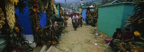 Framed Houses Decorated With Flowers, Zunil Cemetery, Guatemala Print