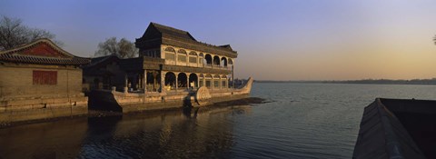 Framed Marble Boat In A River, Summer Palace, Beijing, China Print