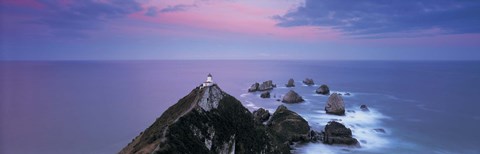 Framed High angle view of a lighthouse, Nugget Point, The Catlins, South Island New Zealand, New Zealand Print