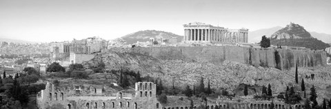 Framed High Angle View Of Buildings In A City, Parthenon, Acropolis, Athens, Greece Print