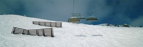 Framed Ski lift over a polar landscape, Lech ski area, Austria Print