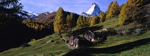 Framed Low angle view of a mountain peak, Matterhorn, Valais Canton, Switzerland Print
