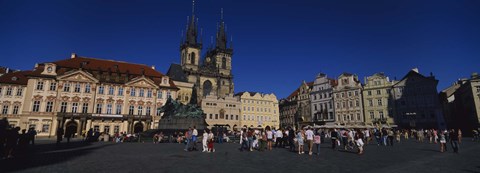 Framed Group of people at a town square, Prague Old Town Square, Old Town, Prague, Czech Republic Print