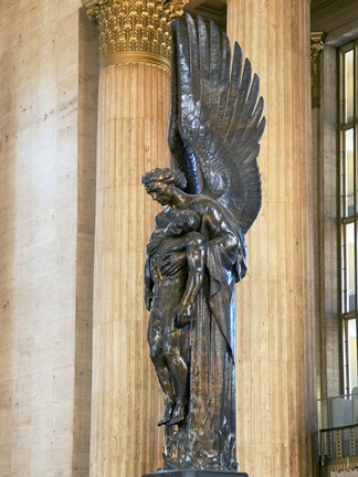 Framed Close-up of a war memorial statue at a railroad station, 30th Street Station, Philadelphia, Pennsylvania, USA Print