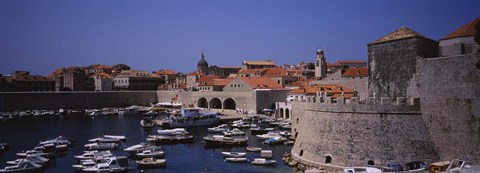 Framed High angle view of boats at a port, Old port, Dubrovnik, Croatia Print