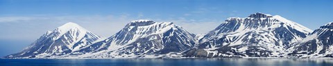 Framed Ocean with a mountain range in the background, Bellsund, Spitsbergen, Svalbard Islands, Norway Print