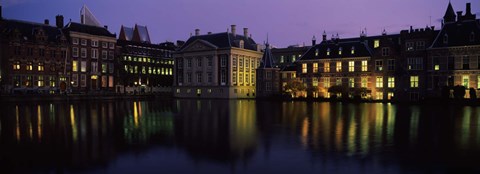 Framed Buildings at the waterfront, Binnenhof, The Hague, South Holland, Netherlands Print
