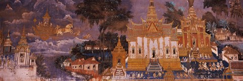Framed Ramayana murals in a palace, Royal Palace, Phnom Penh, Cambodia Print