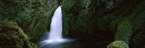 Framed Cascading waterfall in the Columbia River Gorge, Oregon, USA Print