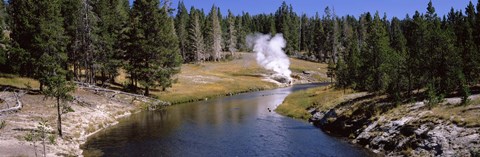 Framed Geothermal vent on a riverbank, Yellowstone National Park, Wyoming, USA Print