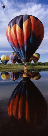 Framed Balloons Reflected in Lake, Hot Air Balloon Rodeo, Steamboat Springs, Routt County, Colorado, USA Print