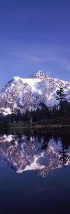 Framed Reflection of Mt Shuksan, Picture Lake, North Cascades National Park, Washington State (vertical) Print