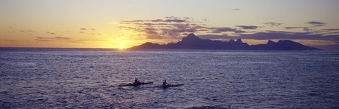 Framed Sea at sunset, Moorea, Tahiti, Society Islands, French Polynesia Print