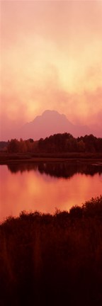 Framed Reflection of a mountain in a river, Oxbow Bend, Snake River, Grand Teton National Park, Teton County, Wyoming, USA Print