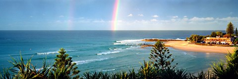 Framed Rainbow over the sea Print