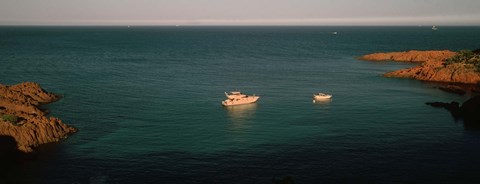 Framed Boats in the sea, Esterel Massif, French Riviera, Provence-Alpes-Cote d&#39;Azur, France Print