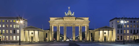 Framed City gate lit up at night, Brandenburg Gate, Pariser Platz, Berlin, Germany Print