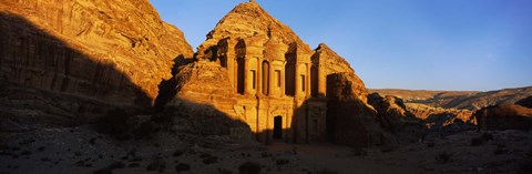 Framed Deep shadows at the monastery, Al Deir Temple, Wadi Musa, Petra, Jordan Print