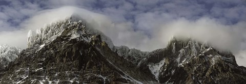 Framed Clouds over Snowcapped mountain range, Paine Massif, Torres del Paine National Park, Magallanes Region, Patagonia, Chile Print