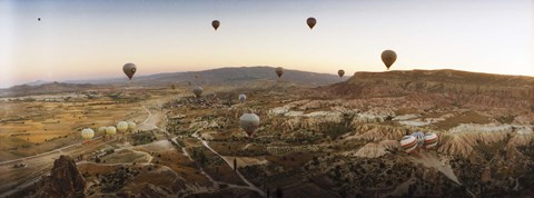 Framed Hot air balloons in flight over Cappadocia, Central Anatolia Region, Turkey Print
