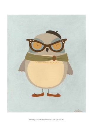 Framed Hipster Owl I Print