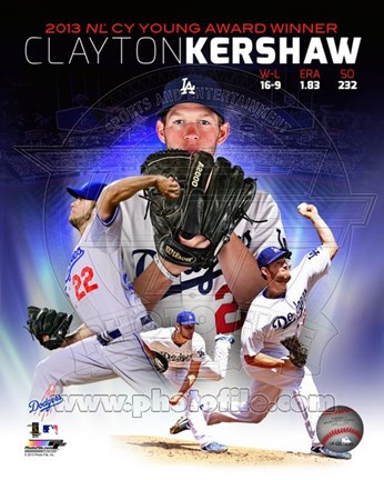 Framed Clayton Kershaw 2013 National League Cy Young Winner Portrait Plus Print