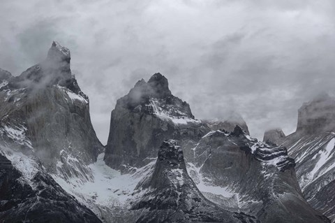 Framed Clouds over snowcapped mountains, Torres del Paine National Park, Magallanes Region, Patagonia, Chile Print