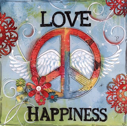 Framed Love peace &amp; happiness Print