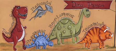 Framed Dino Parade Print
