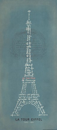 Framed Eiffel Tower - aqua Print
