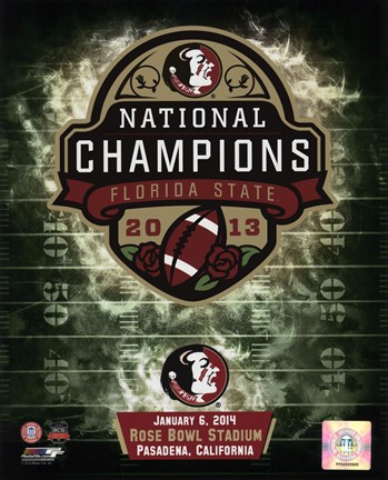 Framed Florida State Seminoles 2014 BCS National Champions Team Logo Print