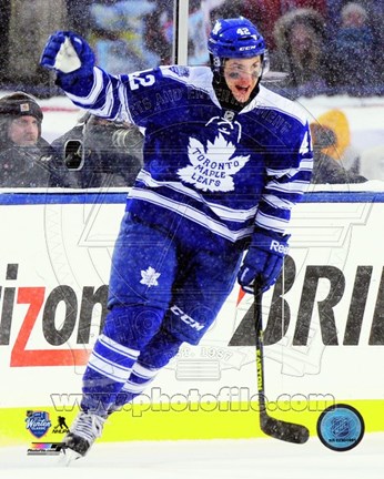 Framed Tyler Bozak celebrates his game-winning shootout goal 2014 NHL Winter Classic Print