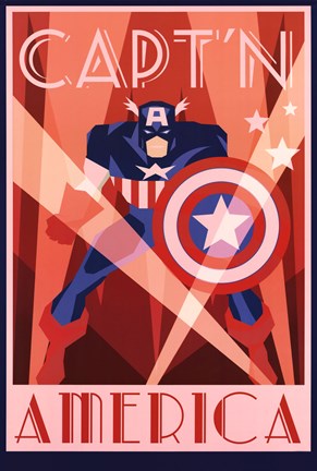 Framed Captain America - Art Deco Print