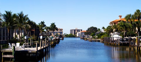 Framed Waterfront homes in Naples, Florida, USA Print