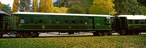 Framed Green Carriage of Kingston Flyer vintage steam train, Kingston, Otago Region, South Island, New Zealand Print
