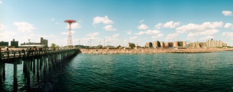 Framed People on the beach, Coney Island, Brooklyn, Manhattan, New York City, New York State, USA Print