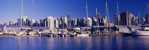 Framed Boats at a marina, Vancouver, British Columbia, Canada 2013 Print